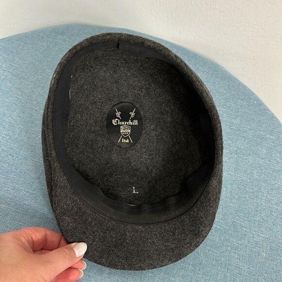 Churchill LTD Cabbie Driving News Boy Gray Wool Hat Size L - Picture 4 of 5